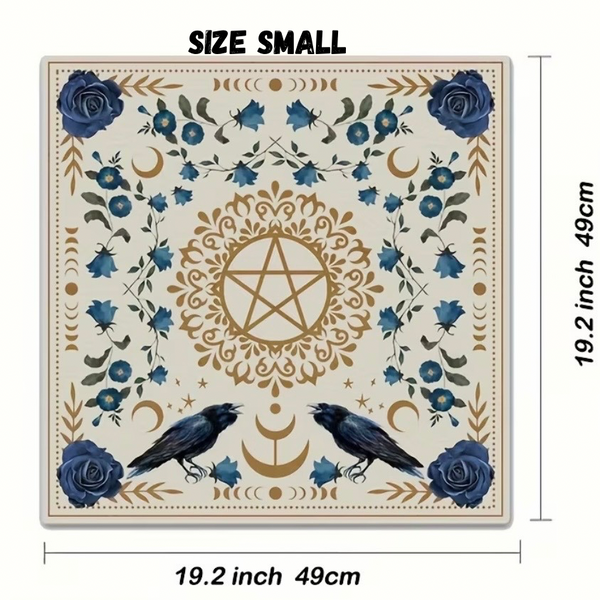 Raven Blue Floral Pentacle Altar Cloth