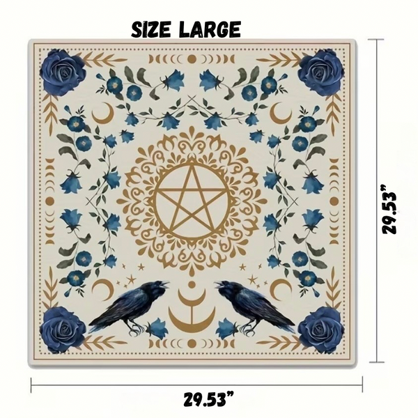 Raven Blue Floral Pentacle Altar Cloth