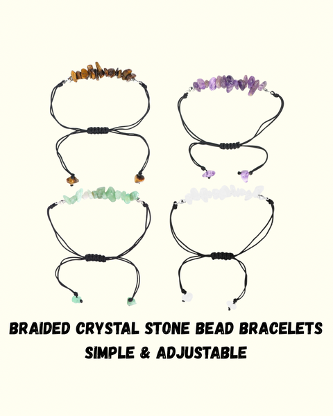 Braided Crystal Stone Bead Bracelets