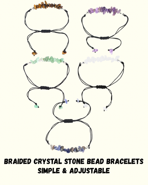 Braided Crystal Stone Bead Bracelets
