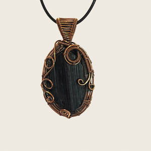 Copper Wrapped Black Tourmaline Pendant