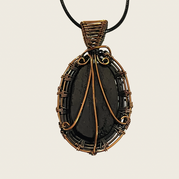 Copper Wrapped Black Tourmaline Pendant