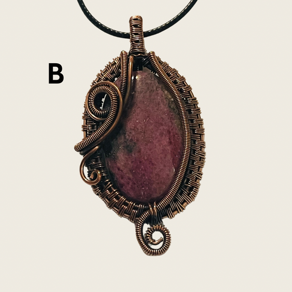 Copper Wrapped Rhodonite Pendants