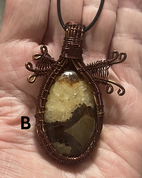 Copper Wrapped Septarian Pendants