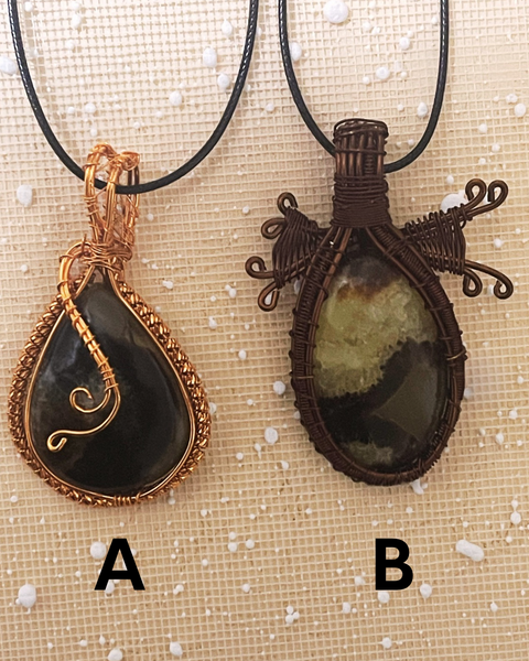 Copper Wrapped Septarian Pendants