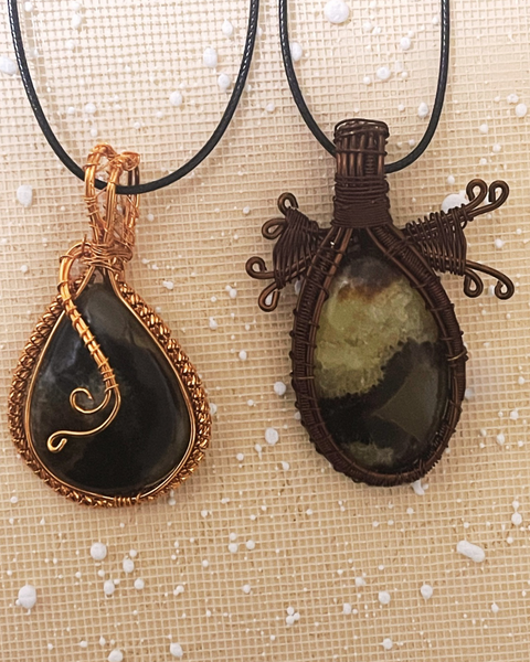 Copper Wrapped Septarian Pendants