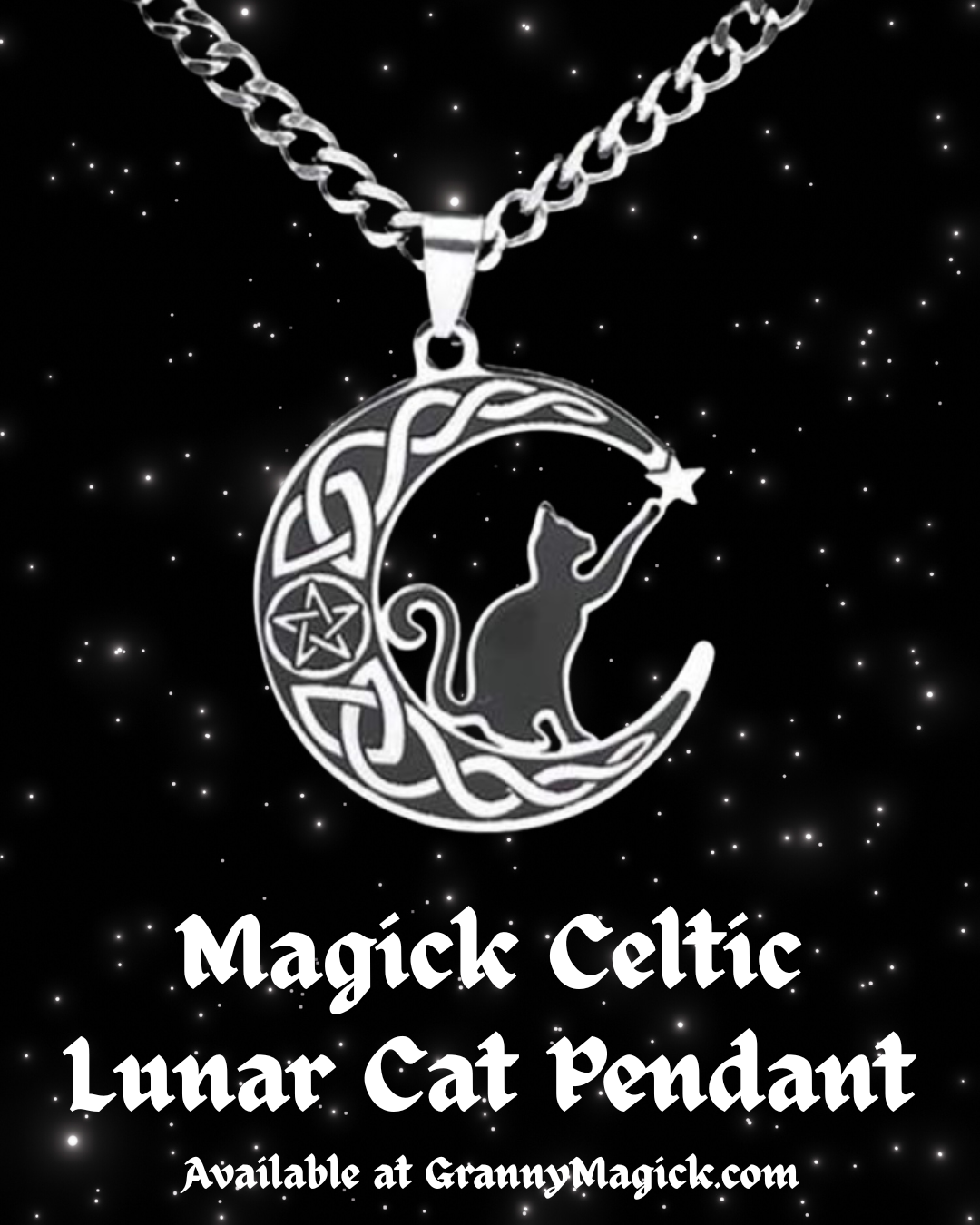 Magick Celtic Lunar Cat Pendant
