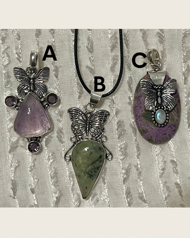 Butterfly Gemstone Crystal Pendants