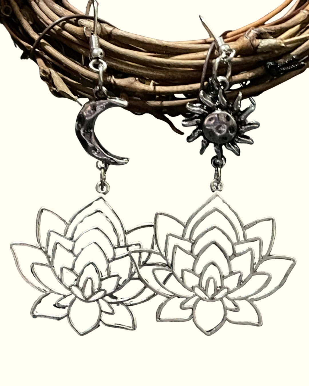 Celestial Lotus Moon Earrings