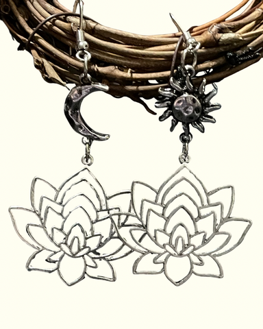 Celestial Lotus Moon Earrings