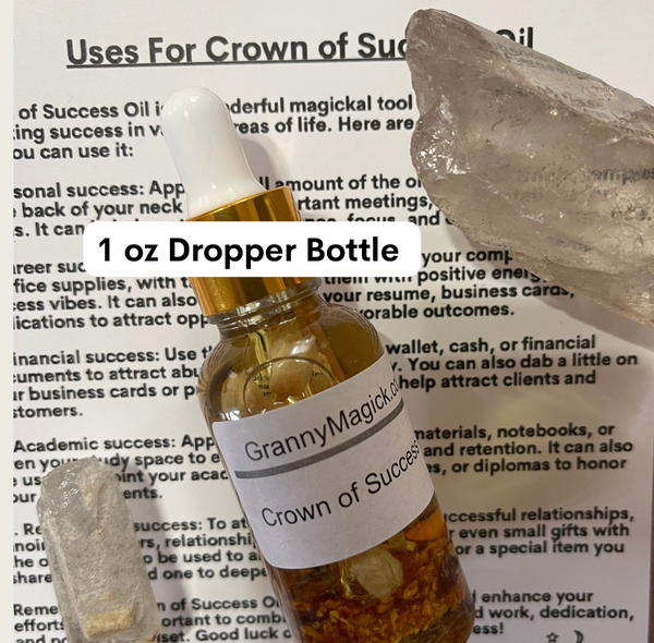 Crown of Success Oil, 10ml Roller
Bottle, 15 ml Bottle, 1 oz Dropper Bottle