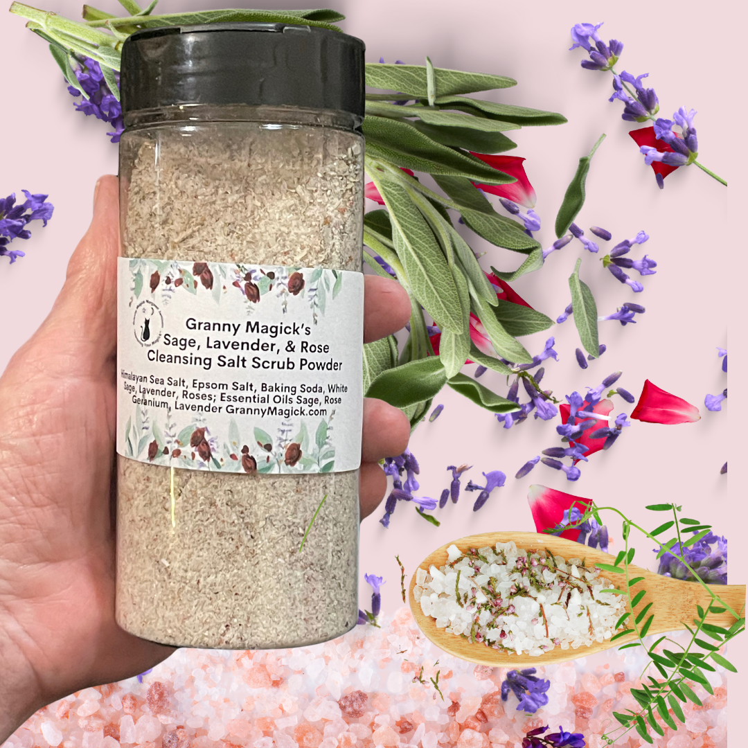 Granny Magick's
Sage, Lavender, & Rose
Cleansing Salt Scrub Powder