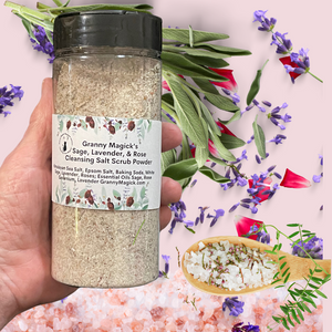 Granny Magick's
Sage, Lavender, & Rose
Cleansing Salt Scrub Powder