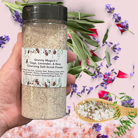 Granny Magick's
Sage, Lavender, & Rose
Cleansing Salt Scrub Powder