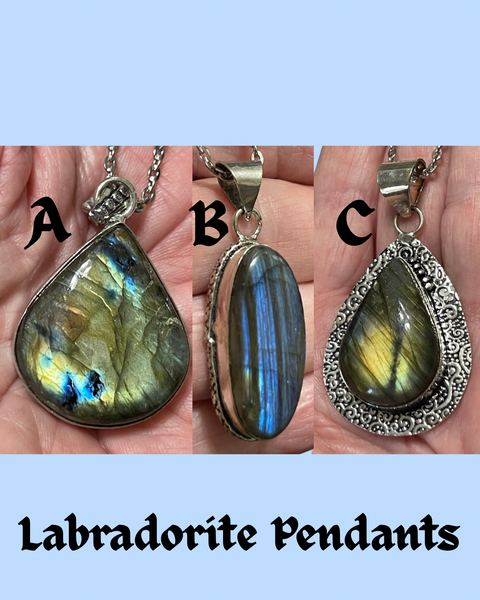 Labradorite Flash Pendants A-C