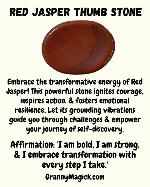 Red Jasper Thumbstone Worry Stone with Affirmation Card