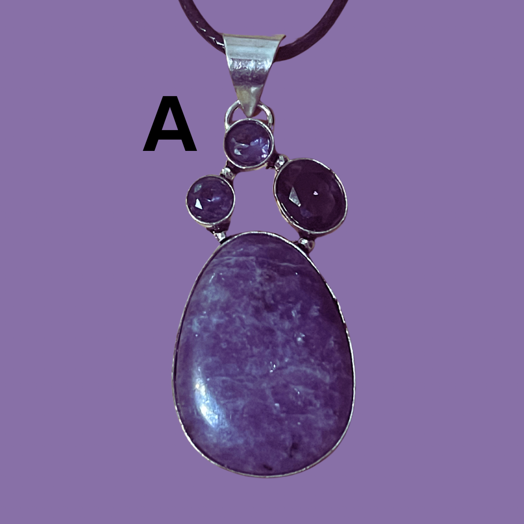 Charoite & Amethyst Pendants