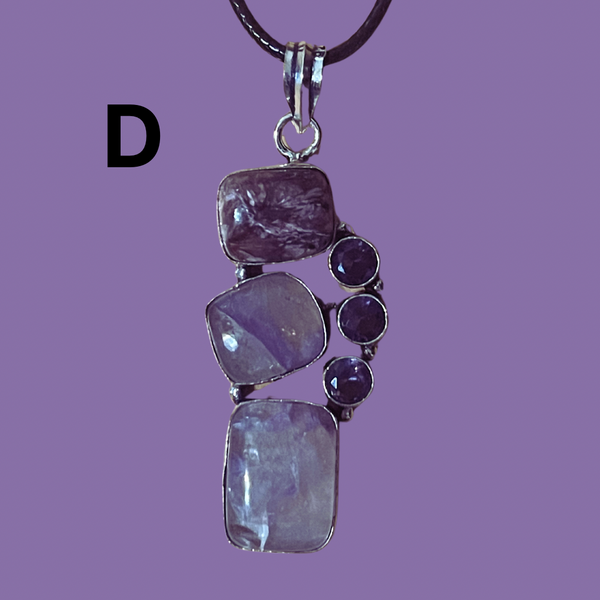 Charoite & Amethyst Pendants