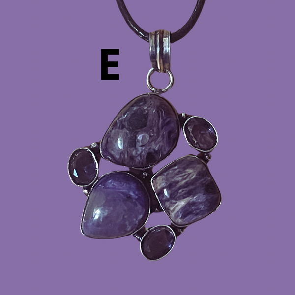 Charoite & Amethyst Pendants