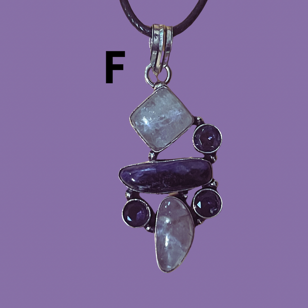 Charoite & Amethyst Pendants