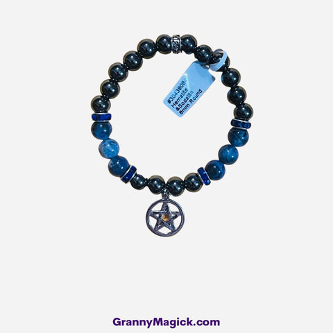 Hematite Sodalite Pentacle Stretch Bracelet