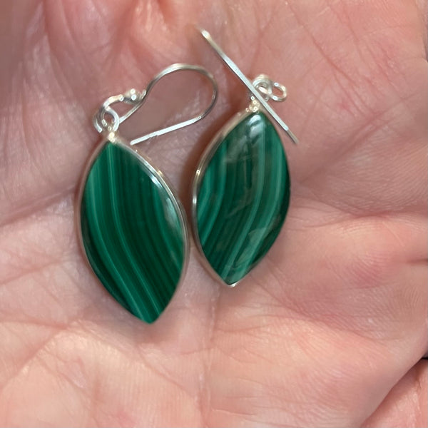 Malachite Sterling Silver Earrings #219