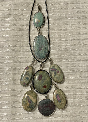 Ruby in Fuschite Oval Pendants #104