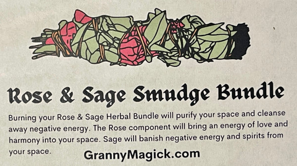 4" Rose Petal & White Sage smudge stick
