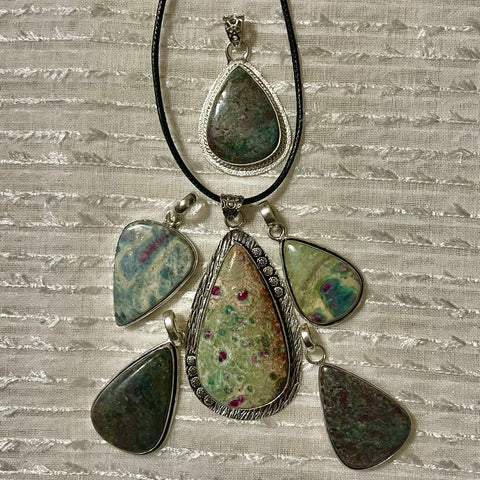 Ruby in Fuschite Teardrop Pendants #103