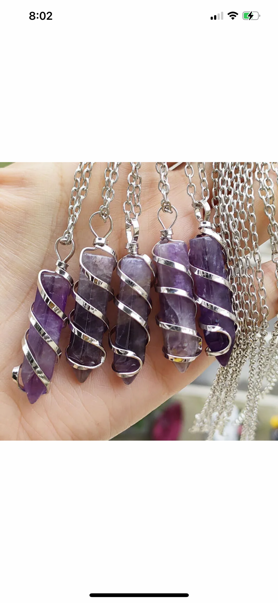 Amethyst Spiral Wrapped Pencil Point Pendant
