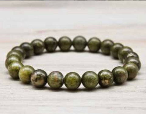 Epidote with Pyrite 8mm Stretch Bracelet