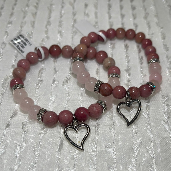 Rhodonite & Rose Quartz with Heart