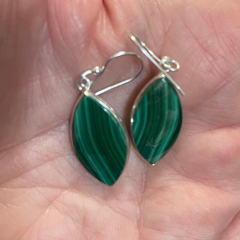 Malachite Sterling Silver Earrings #219