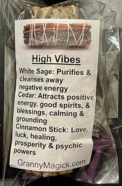 High Vibes Sage, Cedar, Cinnamon Smudge Bundle