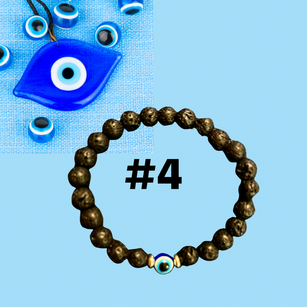 Lava Bead Evil Eye Protection Bracelet with Protection Oil & Chant
