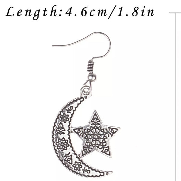 Etched Moon & Star Earrings