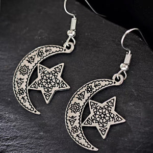 Etched Moon & Star Earrings