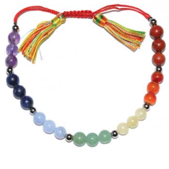 Natural Stone Adjustable Rainbow Chakra Bracelet