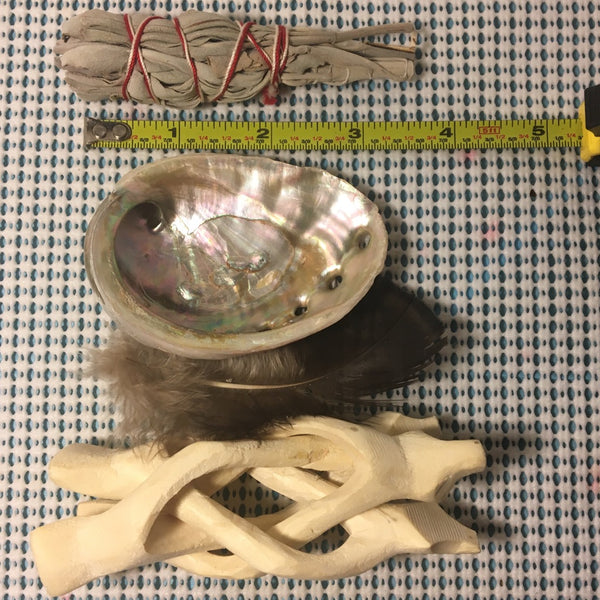 Mini Portable Abalone Shell Smudging Set
