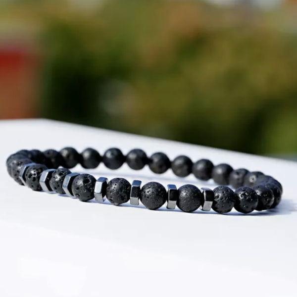 Hematite & Volcanic Lava Stone Bracelet