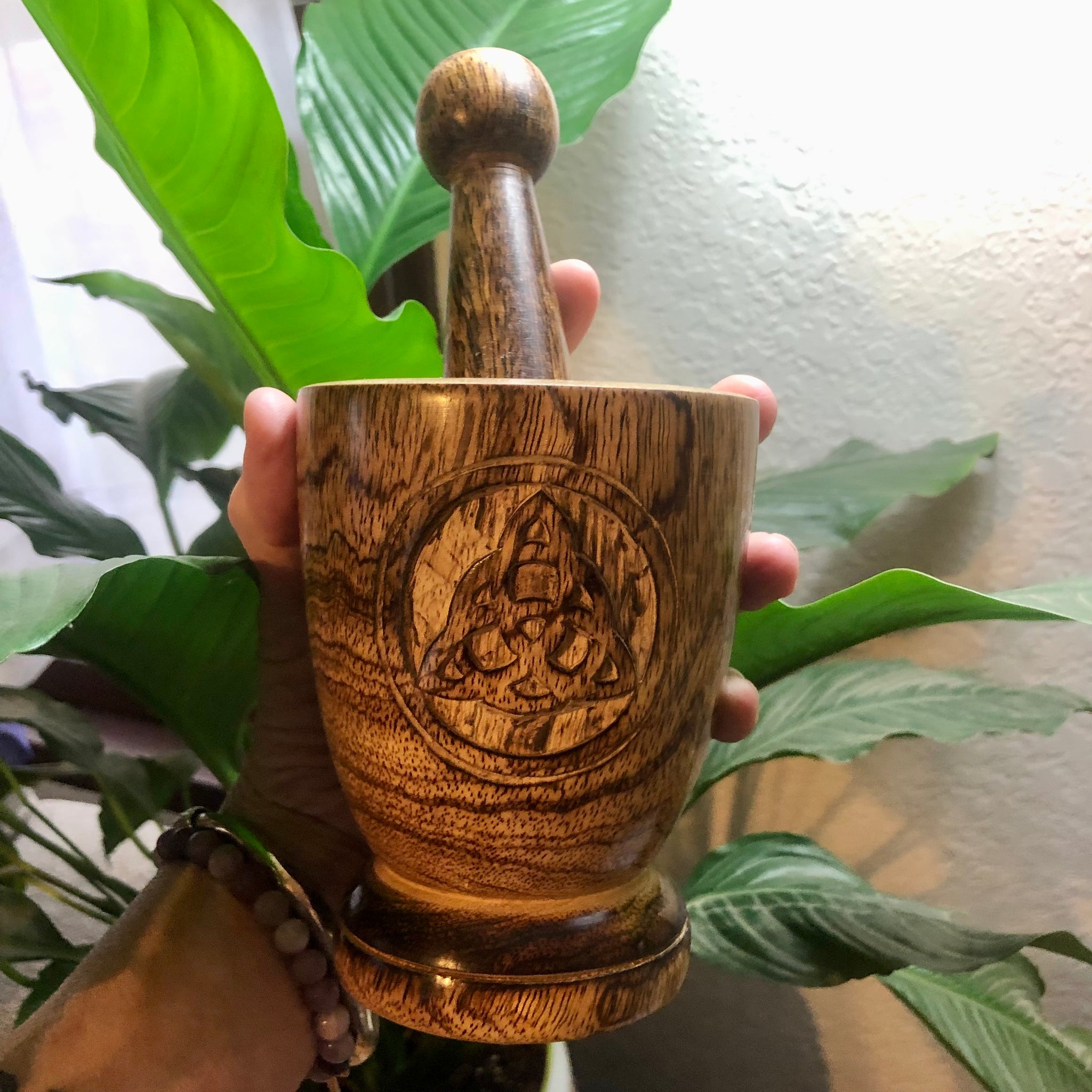 Triquetra Wood Mortar & Pestle