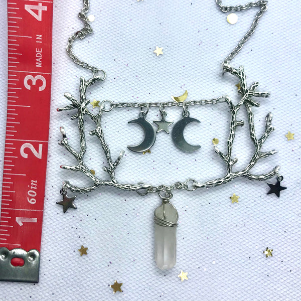 Quartz Crystal Moon Goddess Branches & Stars