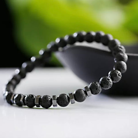 Hematite & Volcanic Lava Stone Bracelet