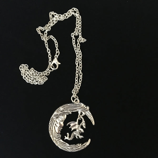 Crescent Moon & Dragon Necklace