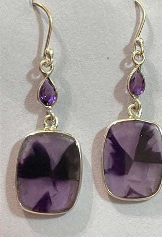 Star Amethyst 925 Silver Earrings #207