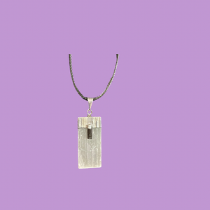 Selenite with Tourmaline Pendant