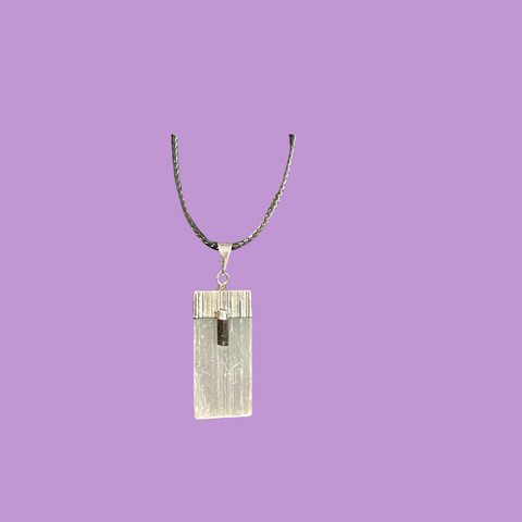 Selenite with Tourmaline Pendant