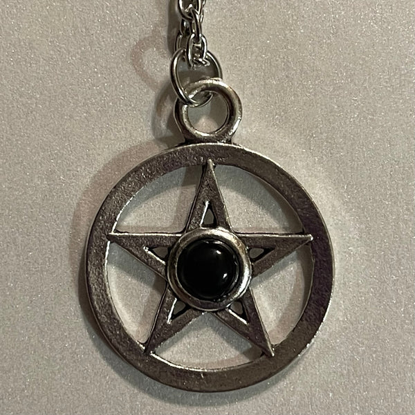 Pentagram Pentacle with Center Stone Pendant