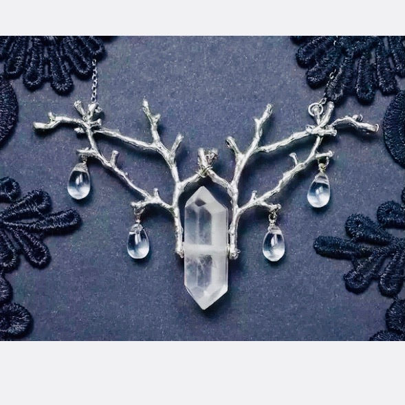 Branches with Quartz Drops Ethereal Necklace