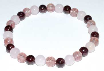 Rose Qtz, Strawberry Qtz & Garnet bracelet